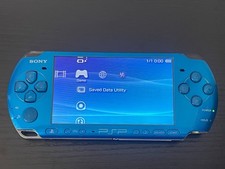 Sony PSP 3000 Slim Vibrant Blue Handheld System Charger & New Battery Grade C