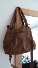 WHITE STUFF TAN LEATHER/SUEDE SHOULDER CROSSBODY BAG WIDTH 16"HEIGHT 12" VGC