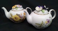 Pair Of Royal Stratford Country Cottage Tea Pot Collection - Chrysanthemums &...