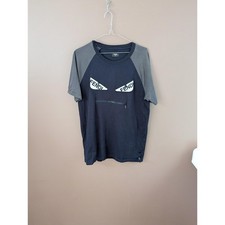 Fendi Shirt Mens XL Black Gray Bag Bugs Eyes Zip Pocket Made Italy Cotton