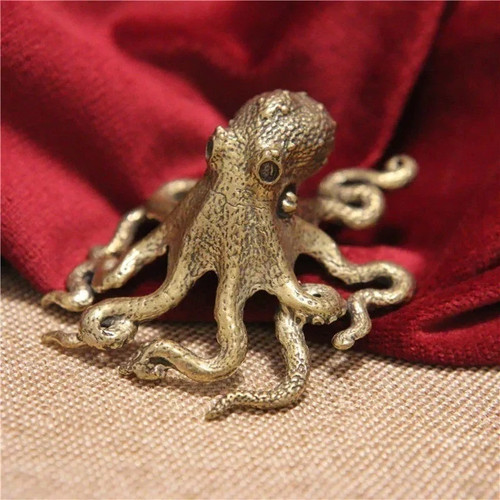 Brass metal octopus statue pet - metal,