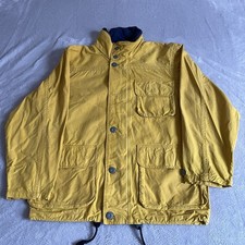 Sergio Tacchini Jacket Mens Large XL Yellow Vintage Sailing Cotton Hooded Button