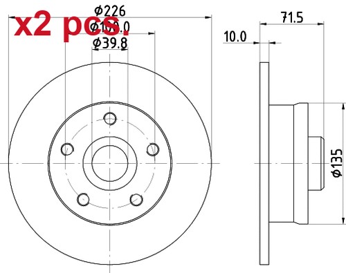 Pcs rear brake - rear,