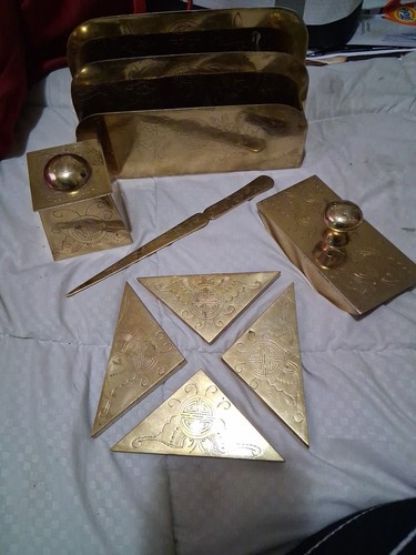 Piece chinese brass desk - 8,