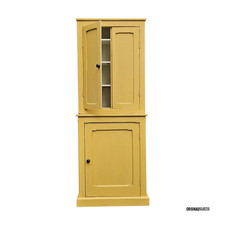 Slim Victorian Antique Pine Housekeepers School Linen Cupboard Mustard Yellow