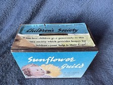Vintage Church England Children's Society Sunflower Guild charity collection box