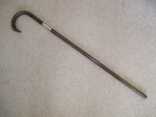 Antique Bamboo Walking Cane Stick Sterling Silver Collar (16ac)