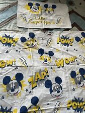 George Mickey Mouse Theme Navy Yellow Cot Bed Size Duvet Cover Set