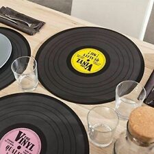 SET OF 4 VINYL RECORD RETRO DESIGN PLACEMATS /TABLE PLACE MAT -39CM DIAMETER