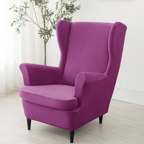Stretch velvet wing chair - stretch,