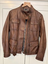 Belstaff Antique Tan Leather Triumph Jacket Coat 38 6 Ladies
