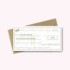 Personalised Wedding Cheque