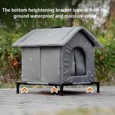 Portable Insulation Cat House, Warm Outdoor Cats Shelter Elevated Bottom Bracket