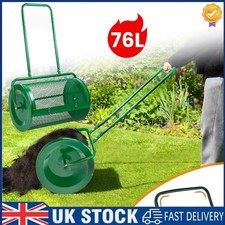 76L Outdoor Spreader Roller Rolling Garden Lawn Compost Peat Loam Top-Dressing