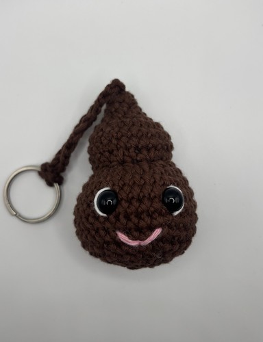 Crochet poo emoji charm key - crochet, charm/key