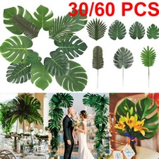 60 Tropical Artificial Palm Leaves Hawaiian Luau Jungle Beach Theme Party Decor