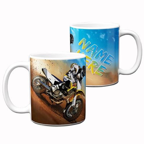 Personalised dirt bike mug - personalised,