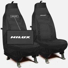 FOR TOYOTA HILUX - FRONT SEAT COVERS DRIVER + PASSENGER PREMIUM PROTECTORS BLK