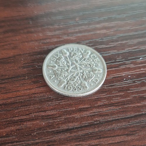 1933 500 silver sixpence 6d - .500,