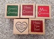 Wooden Rubber Stamps - Christmas Sentiments