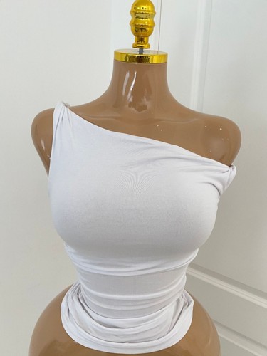 Zara white one shoulder ruched - zara,