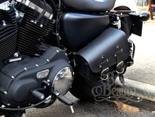 Black Real Leather Single Left Pannier Saddle Bag fits Harley Davidson Sportster
