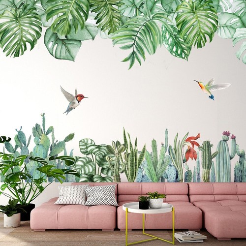 Tropical leaves flowers wall - tropical,