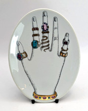 FORNASETTI Milano Porcelain Ceramic " MANO " Hand with Rings Dish / Plate