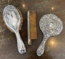 vintage silver hallmarked mirror brush comb 1906 1907 Grooming Dressing Table