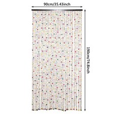 90 x 190cm Colorful Bamboo Bead String Curtains Door Rooms Divider Fly Drapes UK