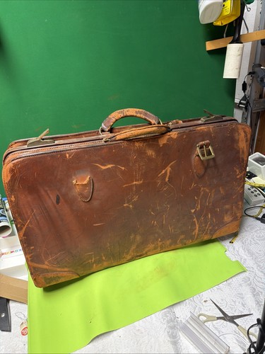 Vintage hahn leather suitcase - hahn,