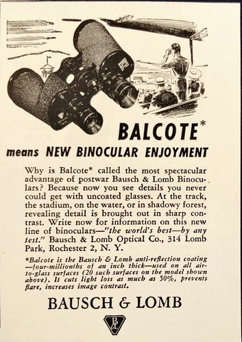 1946 bausch lomb balcote - bausch,