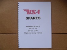  BSA PARTS BOOK FOR C10, C11,  FOR 1949 TO 1953 MODELS