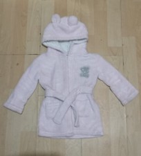 GIRLS TATTY TEDDY PINK SOFT FLEECE DRESSING GOWN/BATH ROBE AGE 9-12 MONTHS
