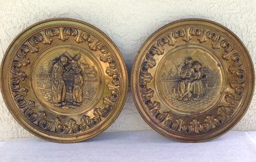 Brass repousse wall plaques - wall,