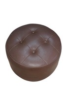 Round Brown Faux Leather