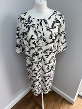 Shift Dress Size 16 White Black Bow Print Occasion Wedding Knee Length Debenhams