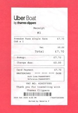 Thames Clippers - Uber Boat Paper Ticket - Freedom Pass Single Fare - 2025