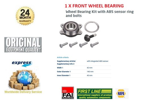 Front axle wheel bearing - 1x,