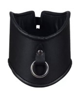 Black Genuine Leather Posture Collar Neck O-Ring Choker Bondage BDSM Restraint