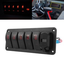 5 Gang Red LED 12/24V Rocker