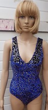 Top Shop 1990s Blue & Gold sparkle Body Suit size Small U.K 6 in V.G.C 