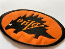 Oval Orange Onza Porcupine Embroidered Sew On Badge. Collectable, Orange And Bk