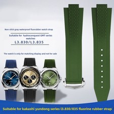 High-end Fluorine Rubber Watch Band Straps Mens for Longines HydroConquest GMT
