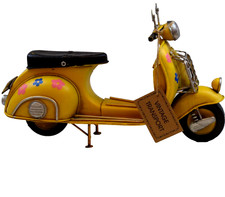 Yellow Scooter Tin Plate Model Lambretta? Vespa? Ornament Retro New