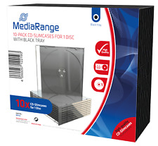 10 Mediarange 5.2mm Slim Slimline Single CD DVD Jewel Case Cases Black Tray