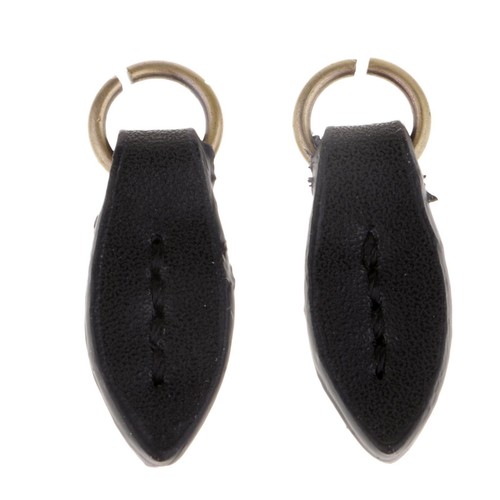 Vintage leather zipper pull - vintage,