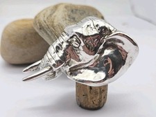 Sterling Silver Elephant Bottle Stopper, Naturalistic, Rare Novelty Item