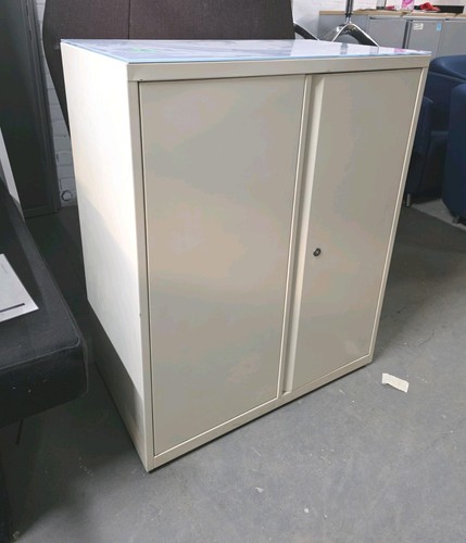 Glasstop white metal cabinet - metal,