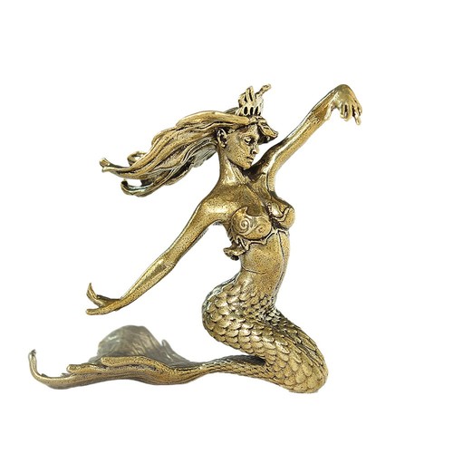 Brass crown mermaid - crown, figurine